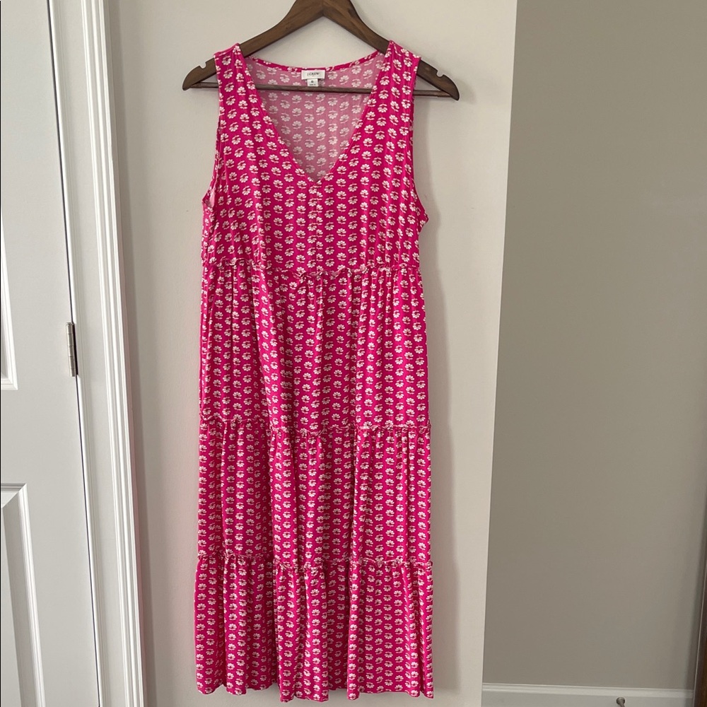 J. Crew Pink Floral Midi Dress